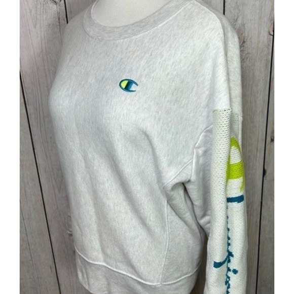 Champion Women's HeavyWeight Reverse Weave Sweatshirt Pullover Knit Spellout M - Picture 2 of 9